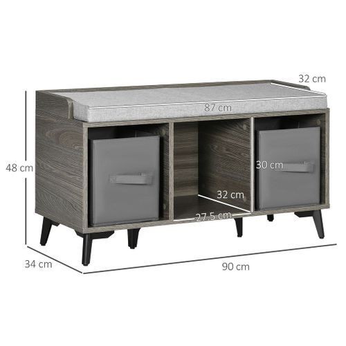 Shoe Bench Seat With Cushion Drawers Storage Cabinet Hallway Entryway Organiser
